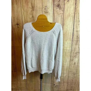 American Eagle Scoopneck Textured Knit Top Women's Light Gray Size S